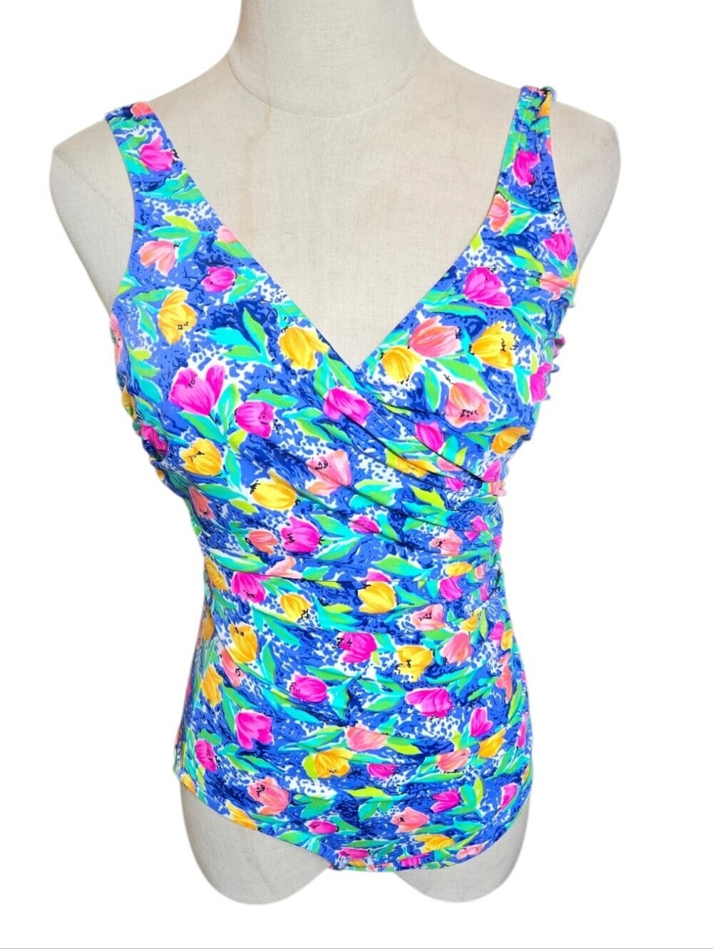 L.L. Bean Multicolor Vintage Floral Swimwear with Blue Base